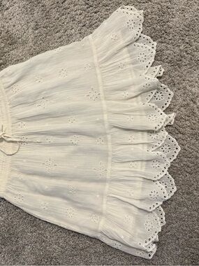 aerie White Eyelet Tiered Skirt with Scalloped Hem
